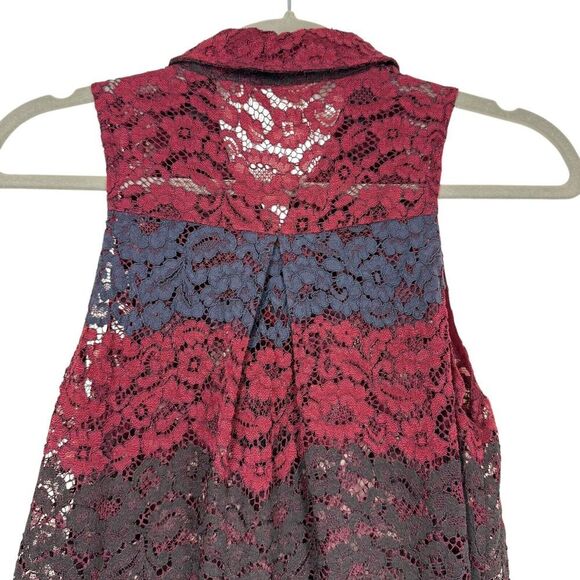 Anthropologie Moon River Top Womens Small Red Blue Black Lace Whimsigoth Y2K - Picture 7 of 10